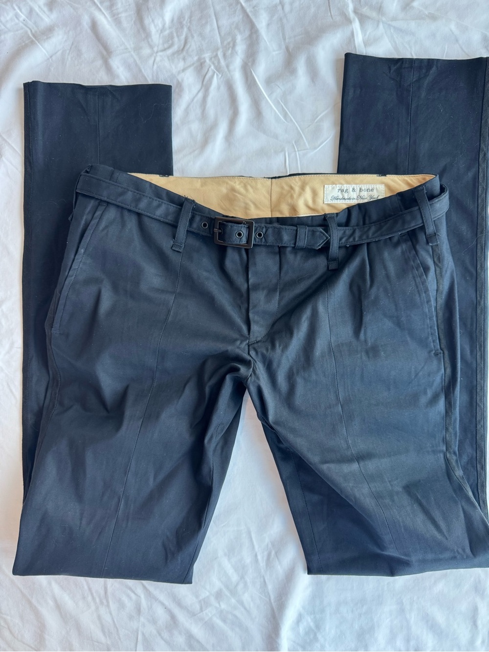 Vintage Rag & Bone Archival Tailored Trousers Black Belted Size 29 Made in NY